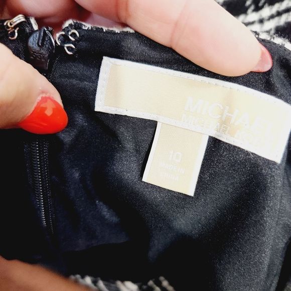 5x$25 Michael Kors  sleeveless mini black white / cream plaid dress size 10 - Picture 13 of 16